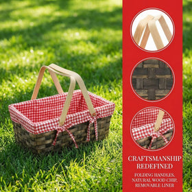 Yesland picnic basket with removable liner, easy to clean after outdoor meals.