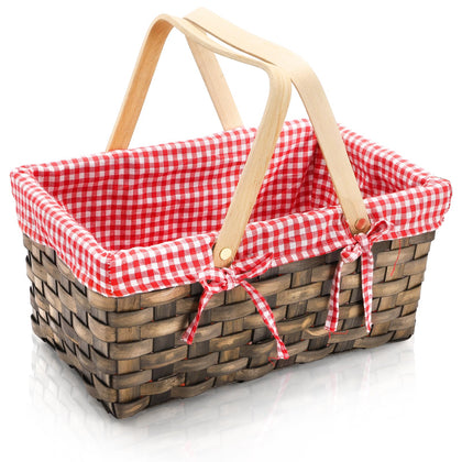 Yesland small picnic basket with double folding handles, ideal for portable picnics and snacks.