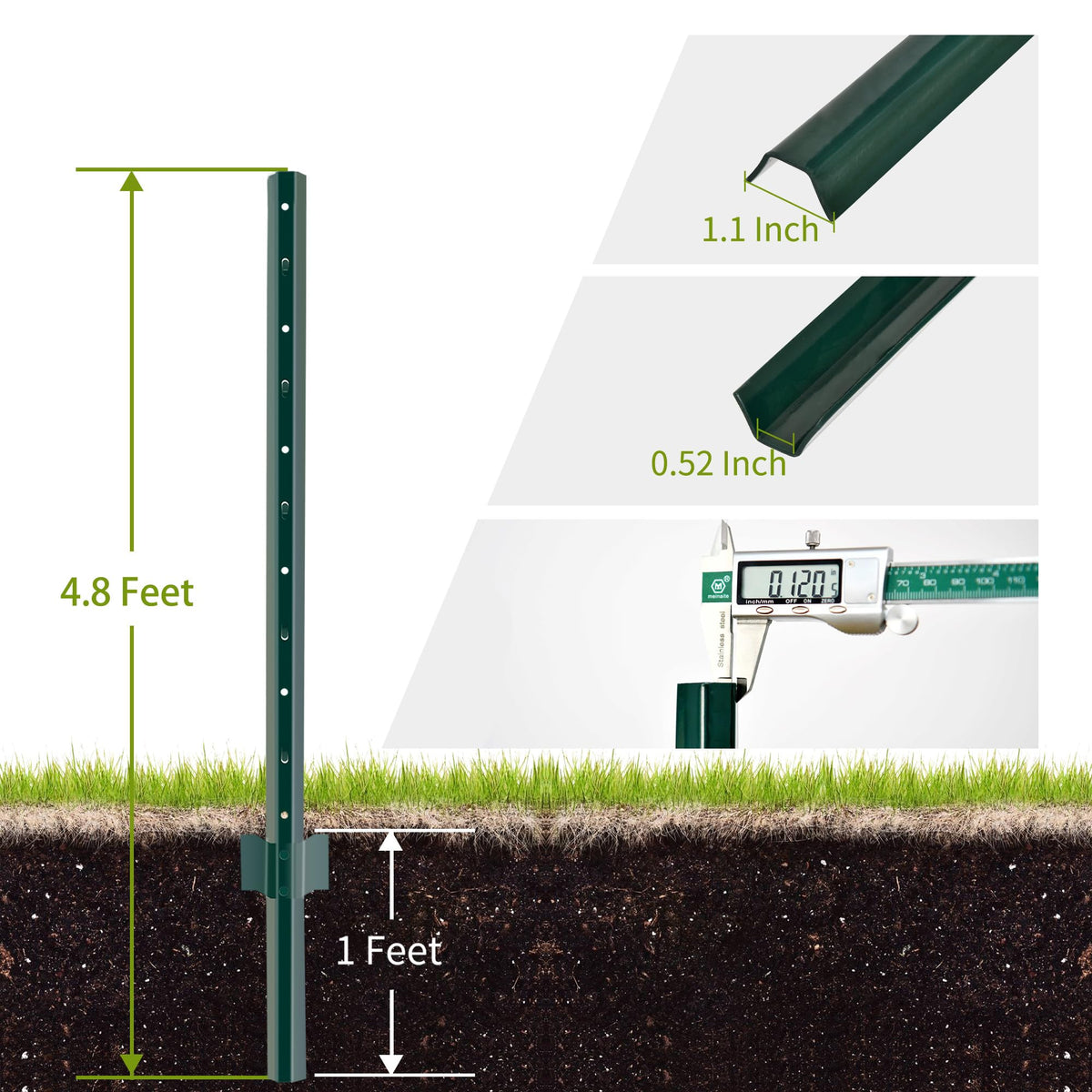 YESON green-coated post protects against rust in outdoor conditions.