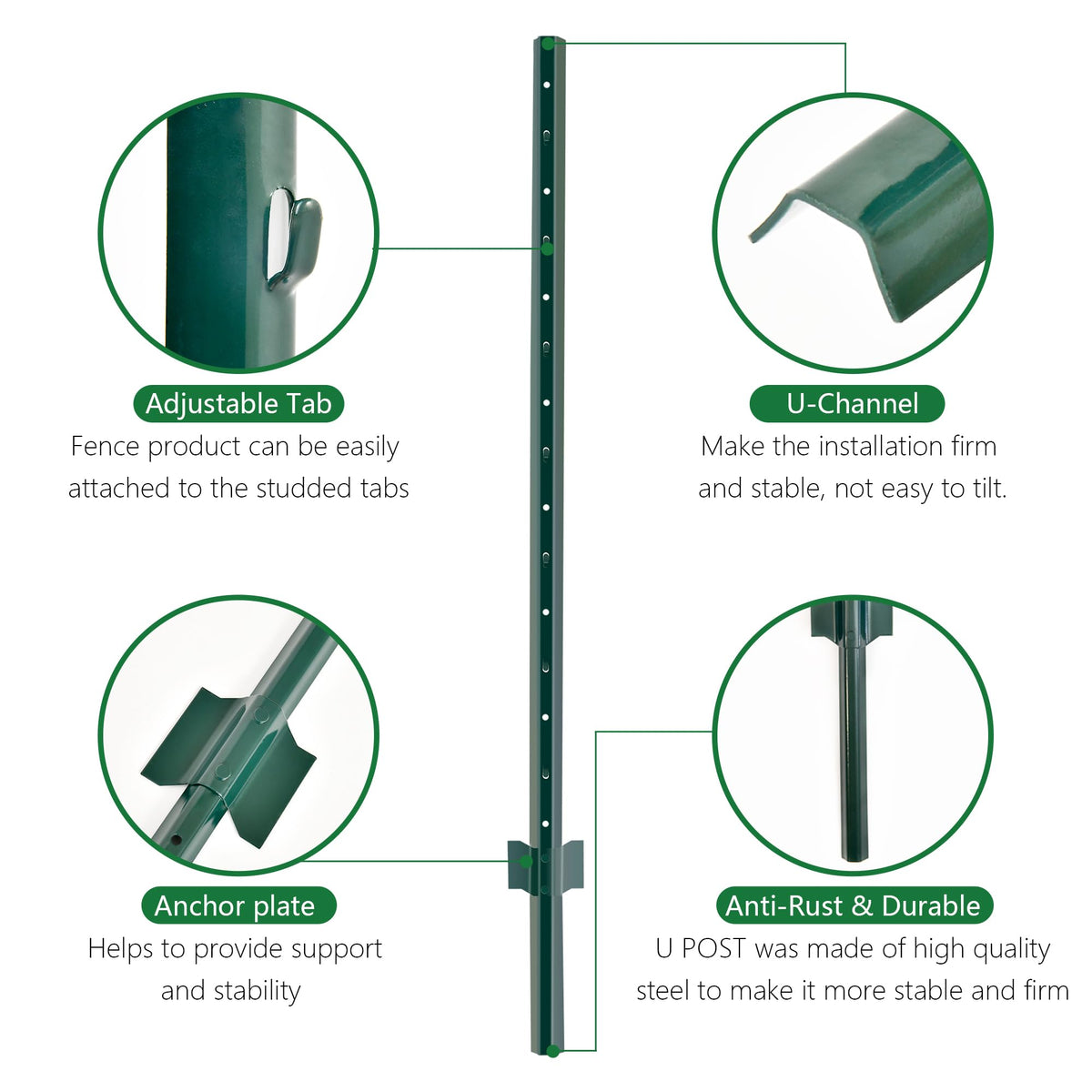 YESON rustproof, durable post for long-lasting garden fencing.
