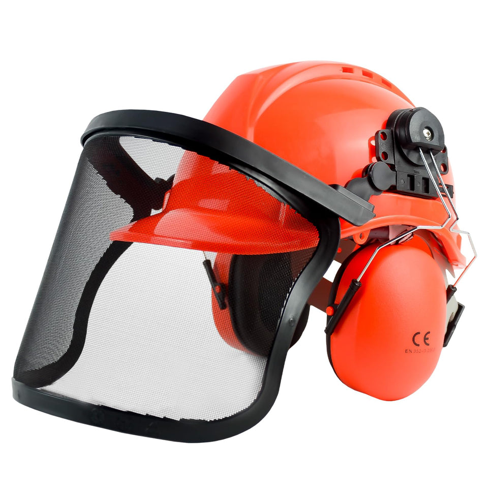 YesRight chainsaw helmet assembly protects head during cutting tasks