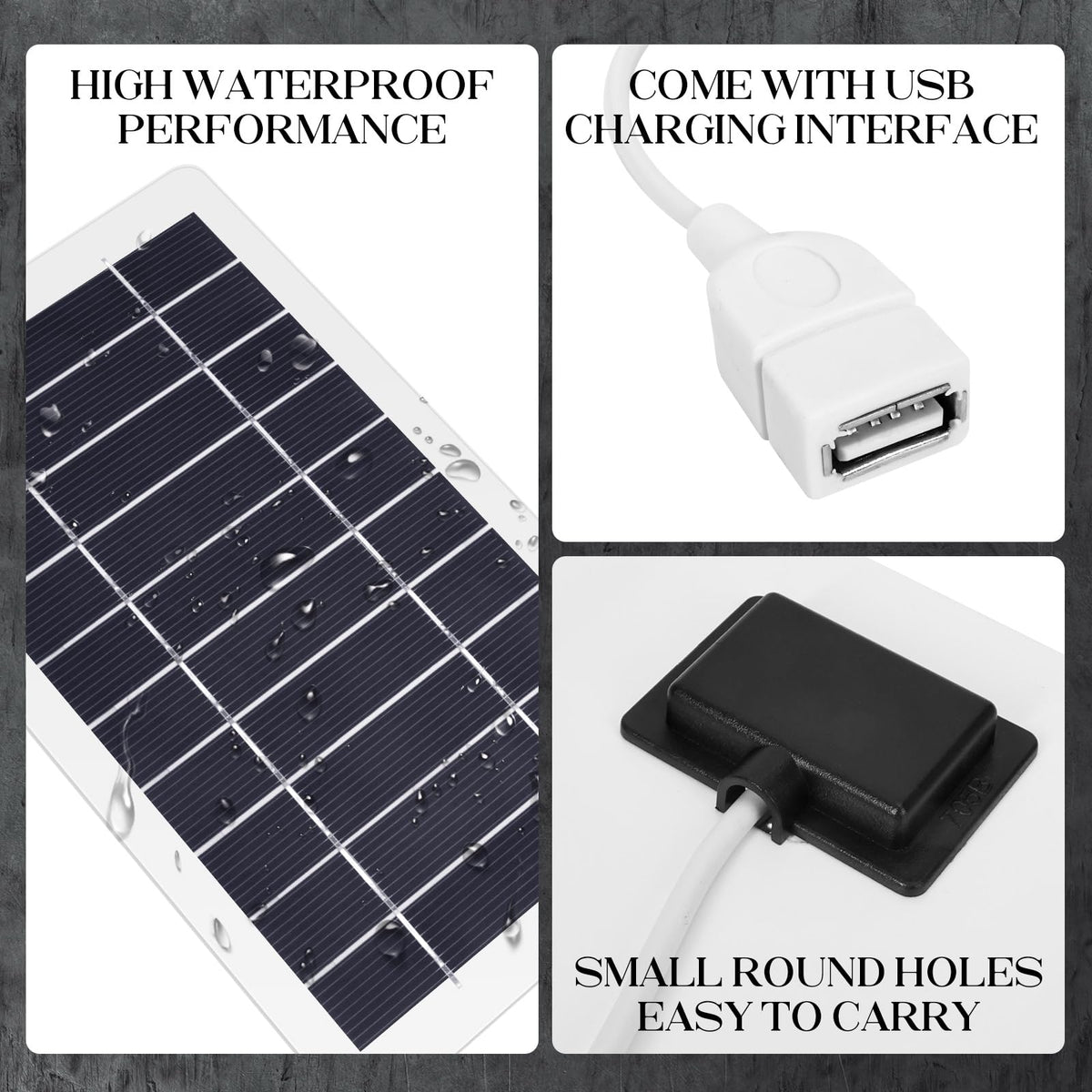 YESSZ USB solar panel charger in backpack ready for travel and outdoor adventures