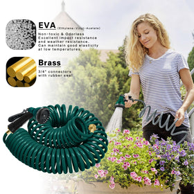 YESTAR coil hose 75ft with brass connector for durable outdoor use.