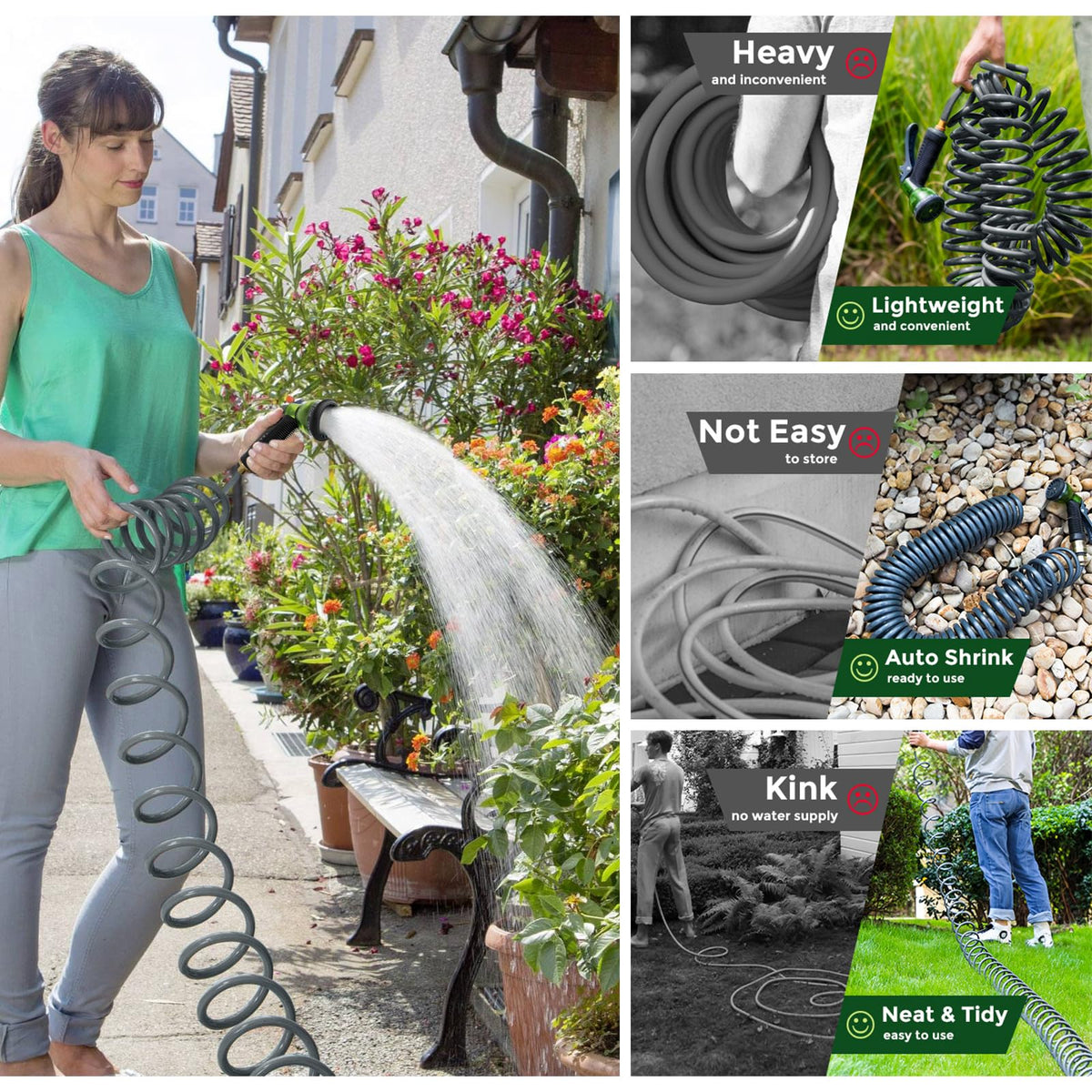 YESTAR self-recoiling design makes cleanup quick and easy.