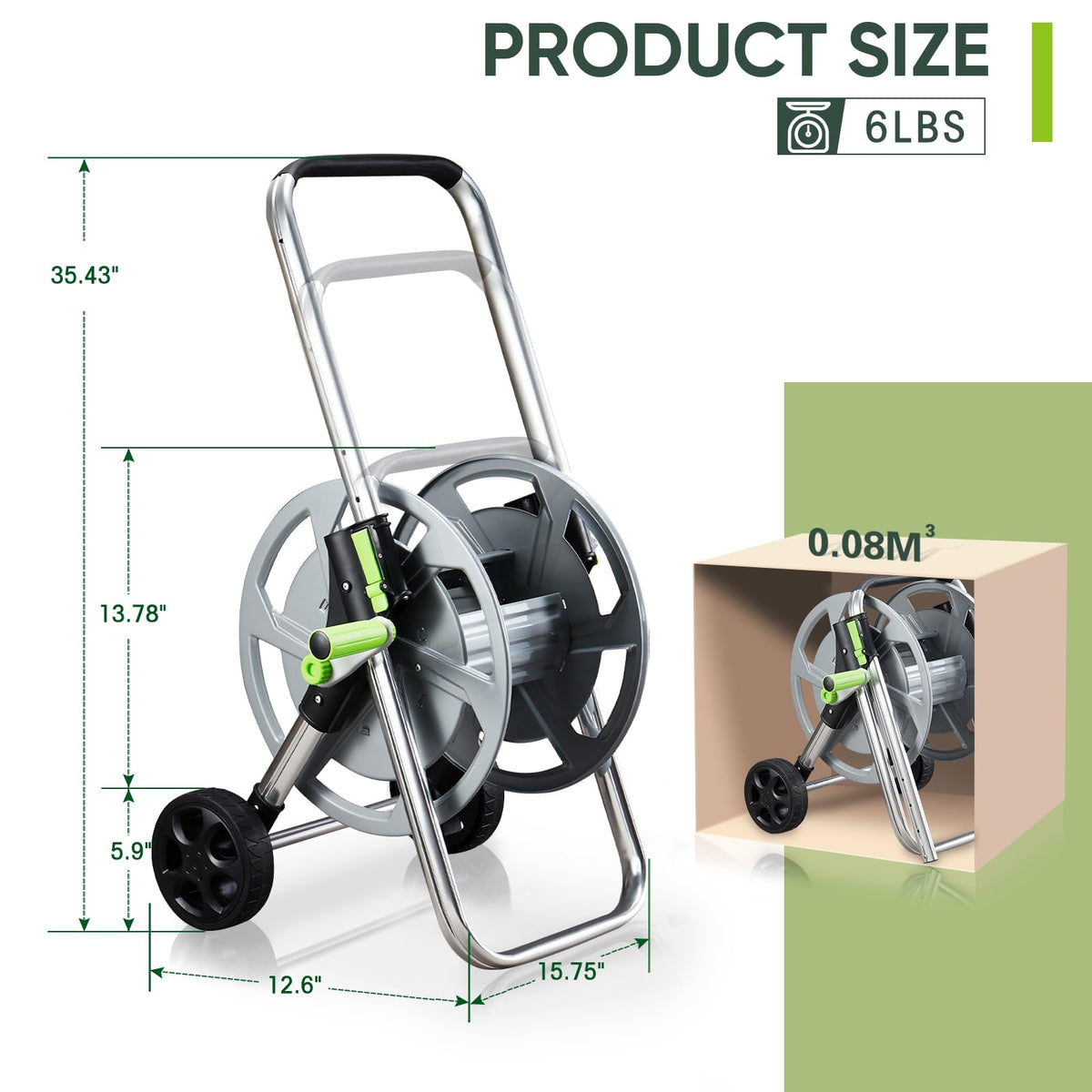 YESTAR Garden Hose Reel Cart with adjustable armrests for flexible reach.