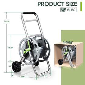 YESTAR Garden Hose Reel Cart with adjustable armrests for flexible reach.