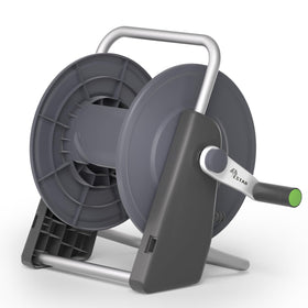 YESTAR garden hose reel cart side view shows sturdy build for outdoor reliability.