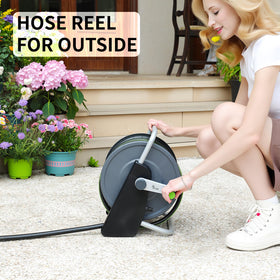 YESTAR storage compact design hose reel cart keeps clutter down in shed or garage.