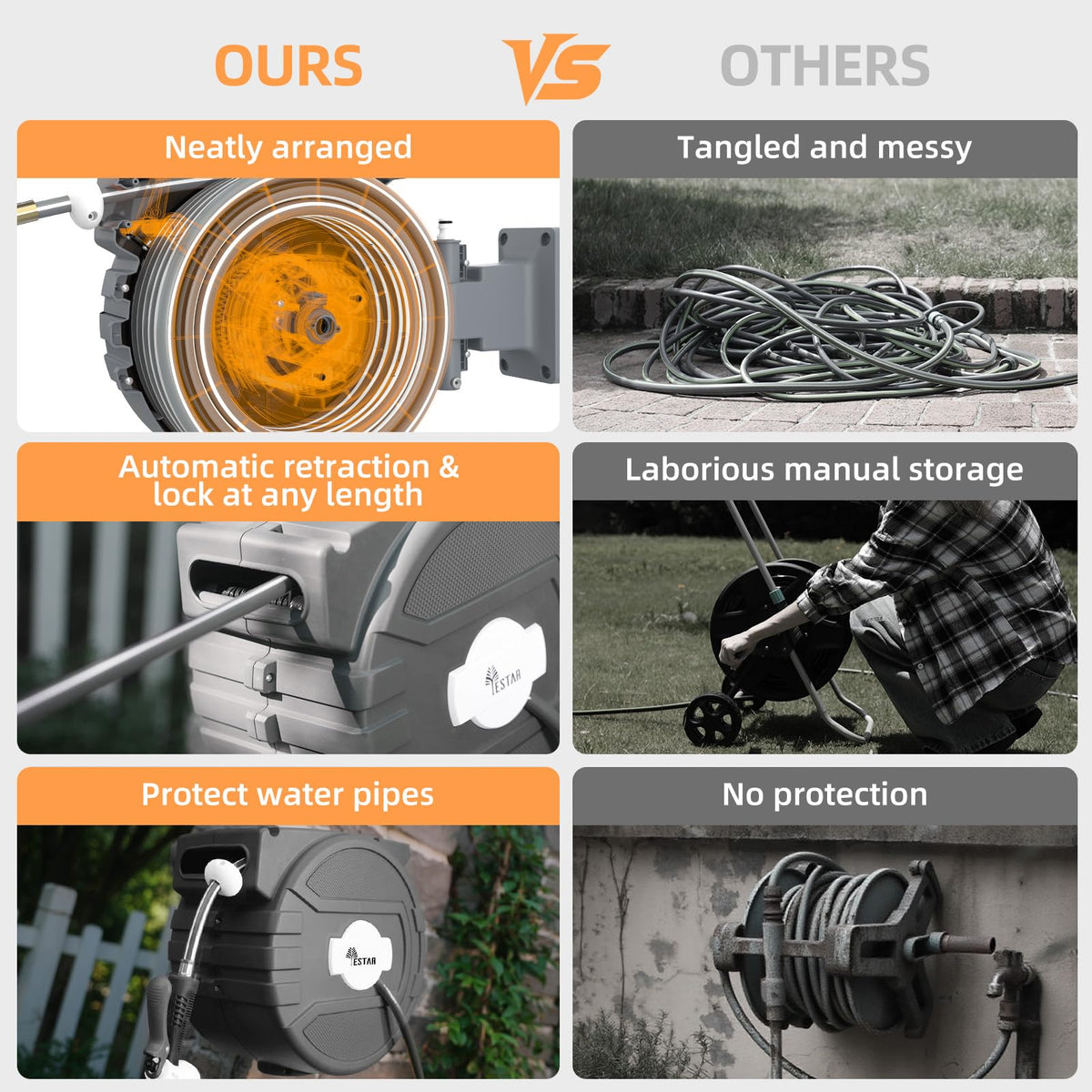 YESTAR protective sleeve around hose and nozzle prevents tangling