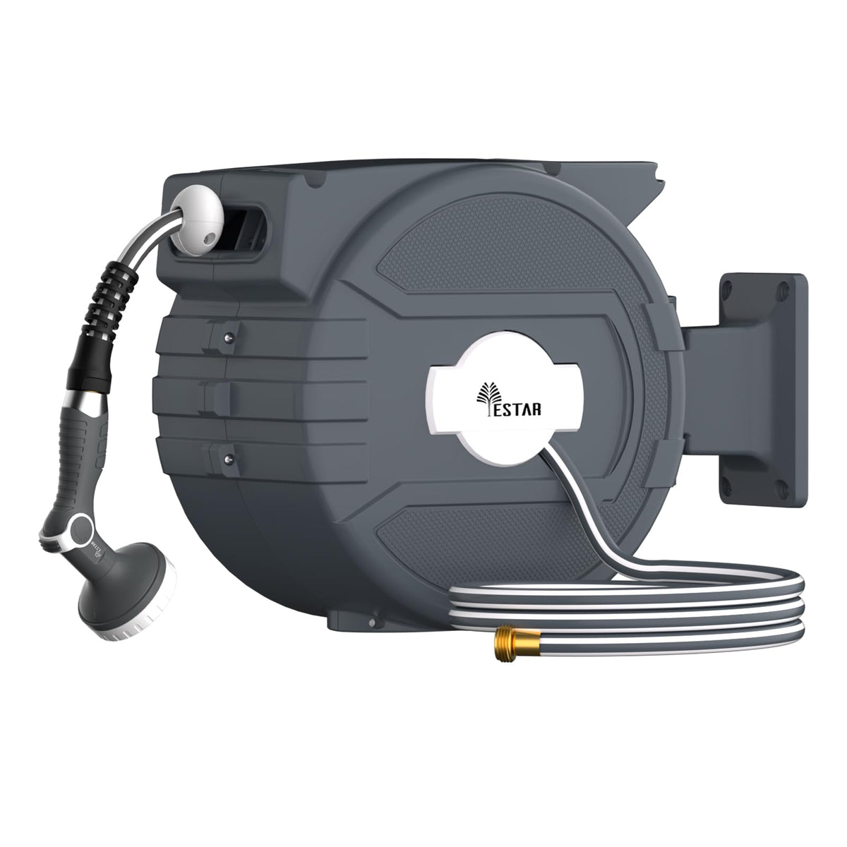 YESTAR retractable hose reel with 65-foot reach for tidy outdoor storage