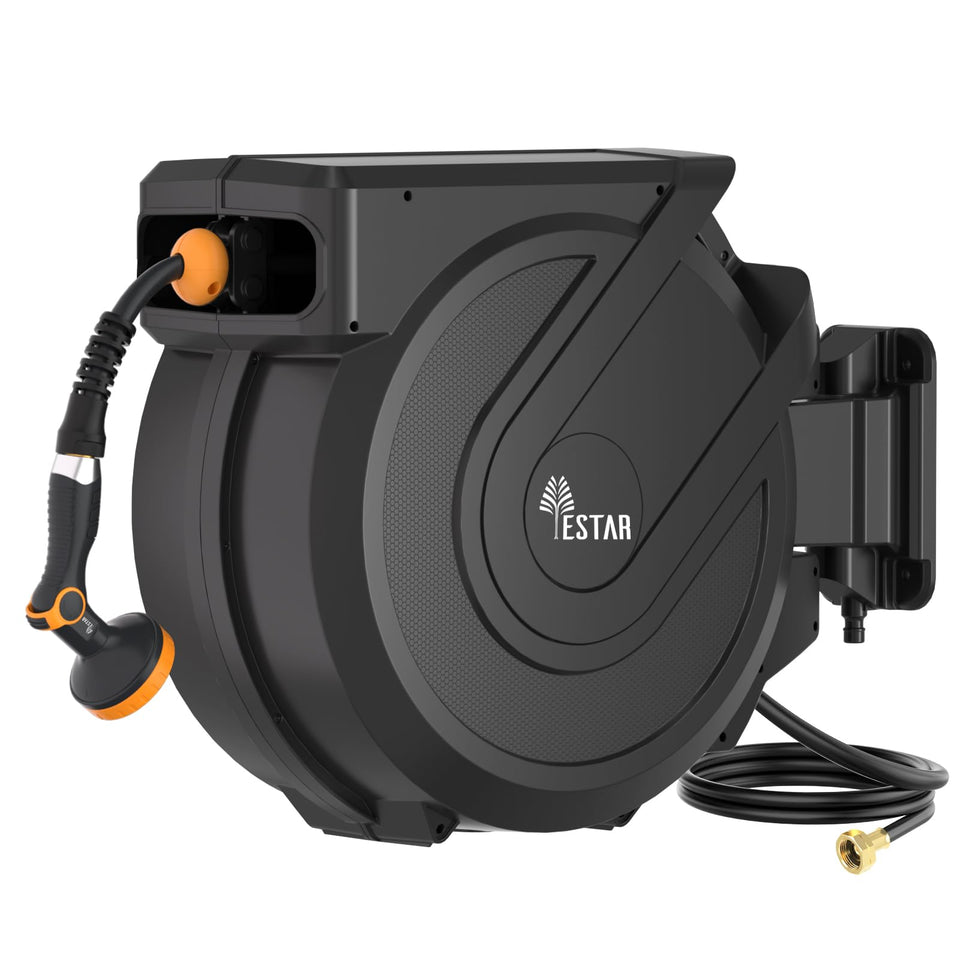 YESTAR retractable hose reel wall mount for tidy irrigation and storage
