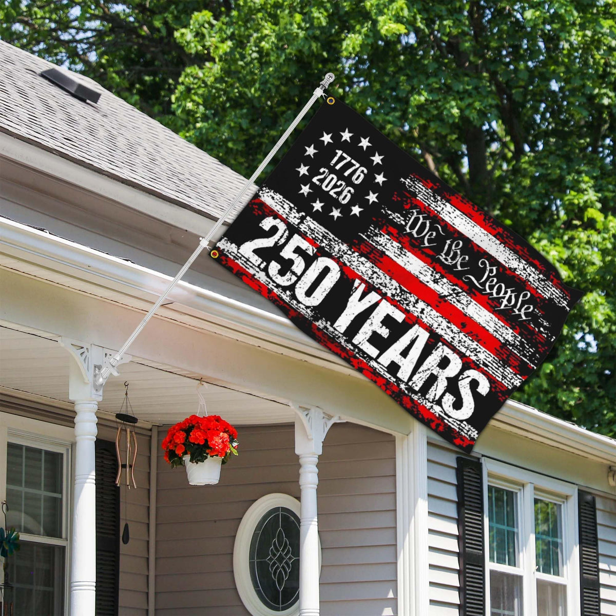 Yesuavt Betsy Ross flag detail for elegant porch or yard decor.