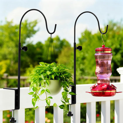 Yetene deck hook 16-inch length secures bird feeder or planter on a sturdy deck.