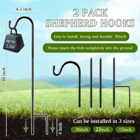 Yetene outdoor shepherd hook with black finish adds sleek stability.