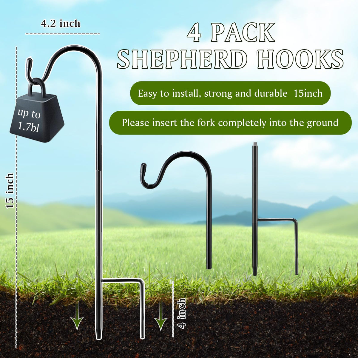 Yetene bird feeder hook ready to hold hanging feeders securely outdoors.