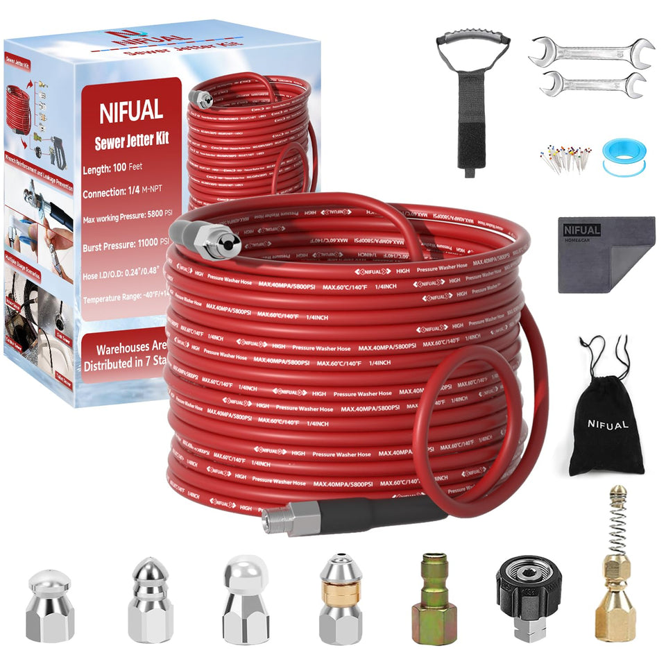 Yetianical NIFUAL pointed nozzle for powerful clog clearance in tight spaces