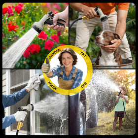 Yetogib Garden Hose 75ft portable storage rolls compactly for easy transport.