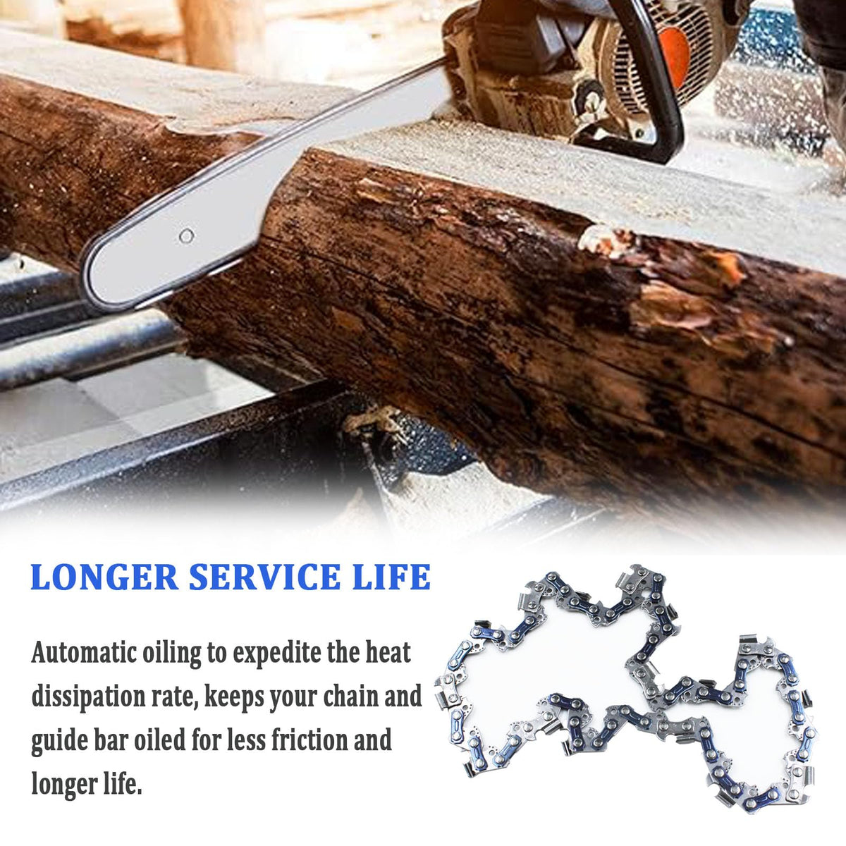 YETTAT durable, sharp chain delivers long-lasting cutting performance.