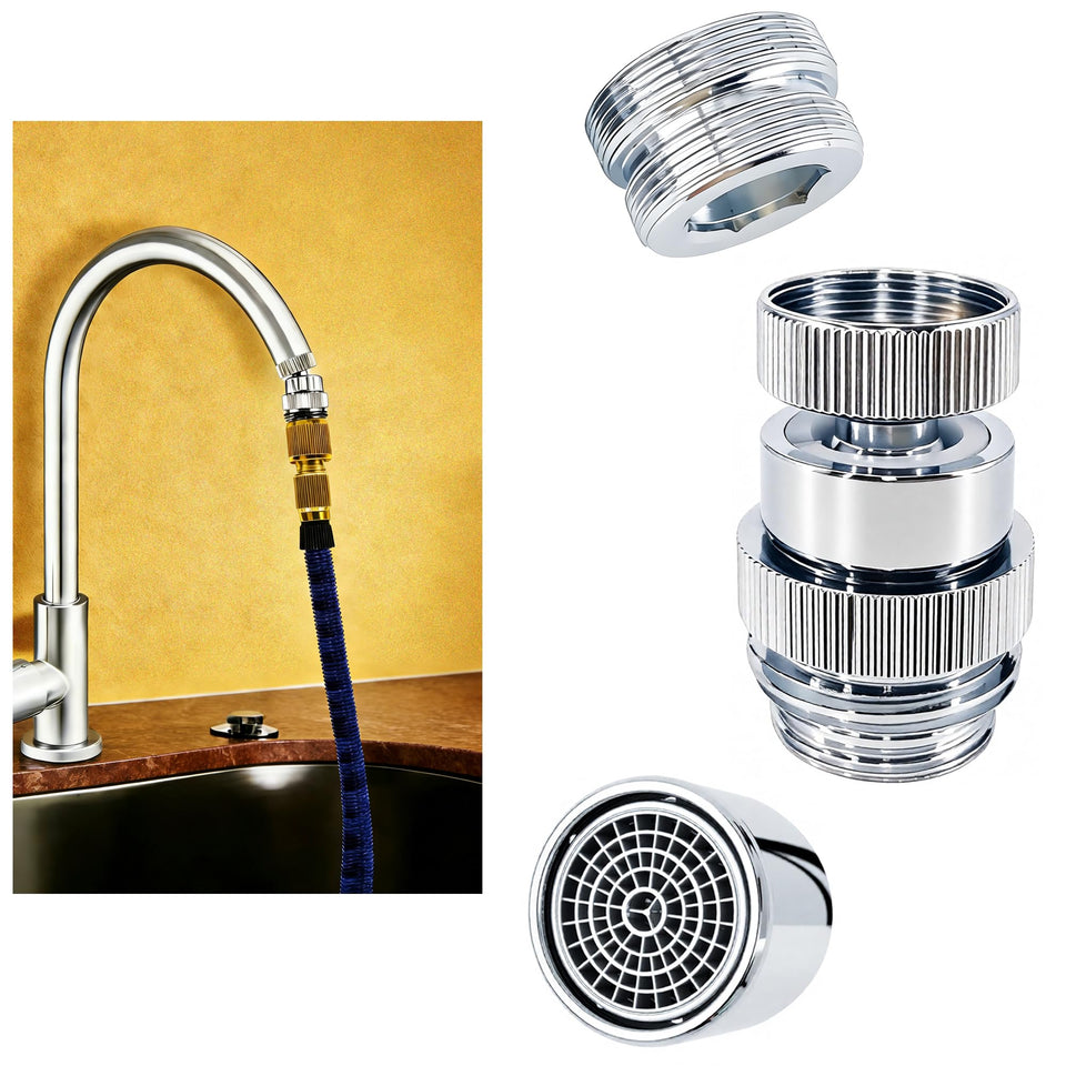 YeulYuuri 360-degree swivel detail showing knot-free water flow.
