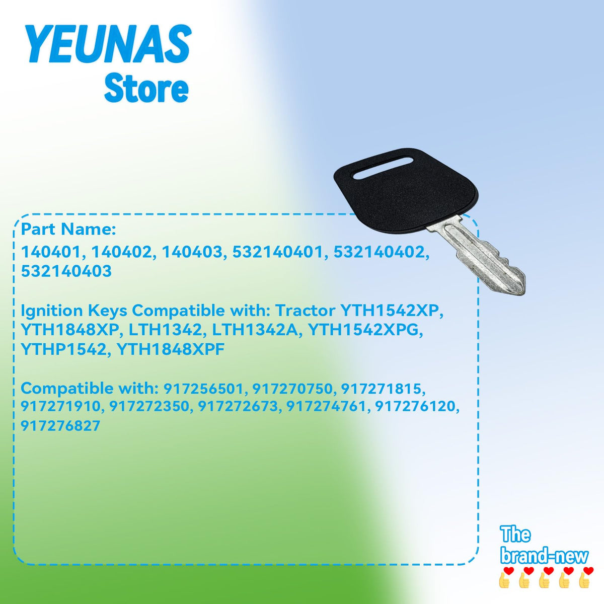 YEUNAS backup ignition keys set minimizes downtime on supported machines.
