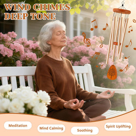 Yewfold golden tubes wind chime accenting a porch or patio