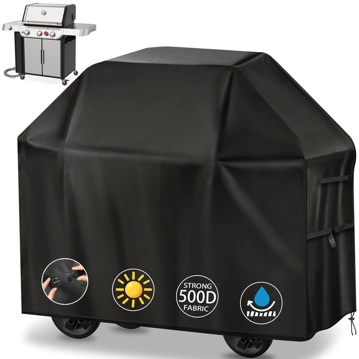 Yewkoisl 58inch universal fit grill cover shields against rain and sun