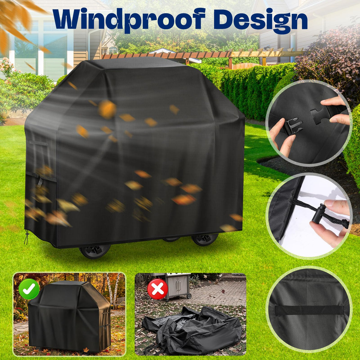 Yewkoisl windproof buckle with drawstring for snug fit