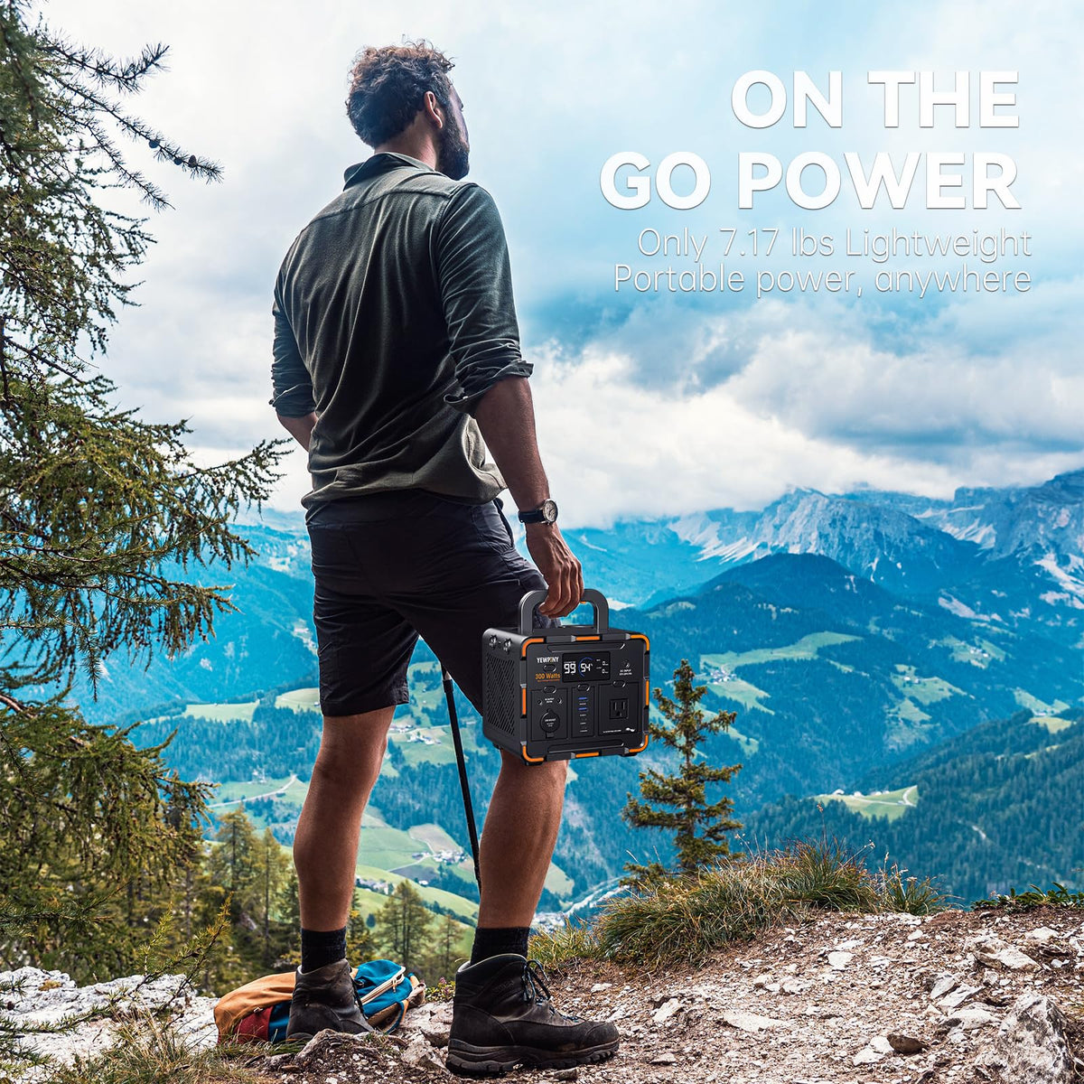 Yewpiny EM300 LiFePO4 battery extends cycle life for long-term use.