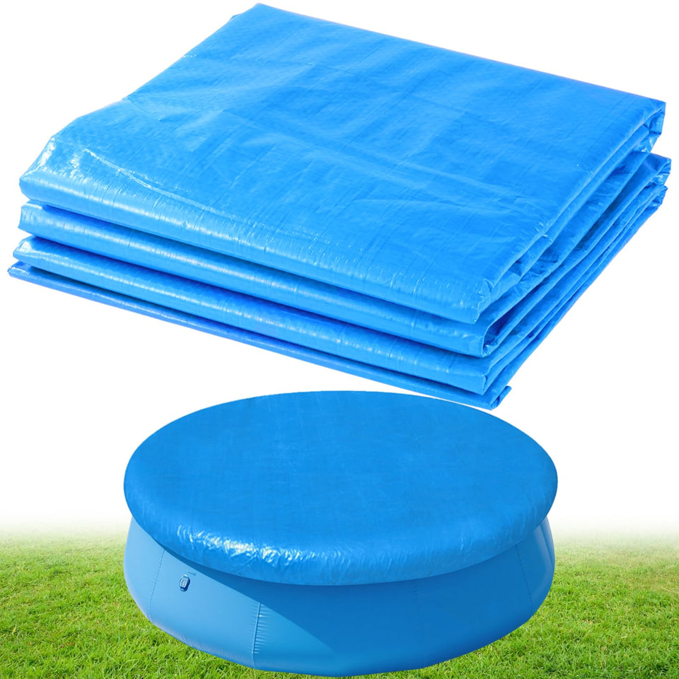 YEXEXINM 10ft round pool cover with drawstring protecting inflatable pools from debris.