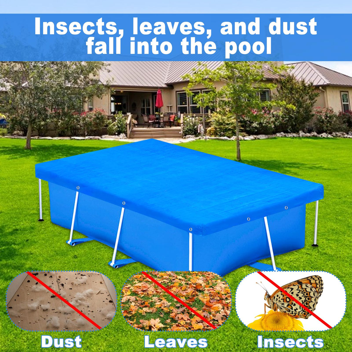 YEXEXINM blue pool cover complements water color and resists sun