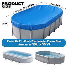 YEXEXINM oval pool cover blocks UV rays and debris for cleaner water.