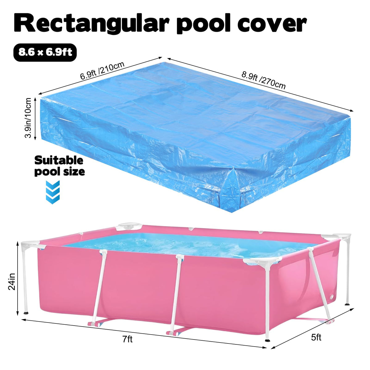 YEXEXINM pool cover with drawstring provides snug, wind-resistant fit.