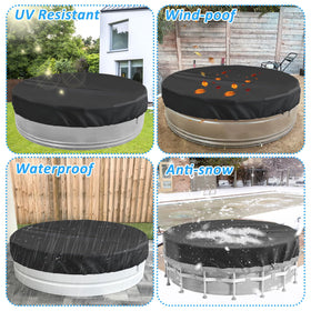 YEXEXINM Black round pool cover helps prevent dirt and evaporation.
