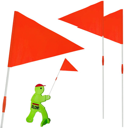 YEXEXINM safety flag pole 27in orange for clear street warnings