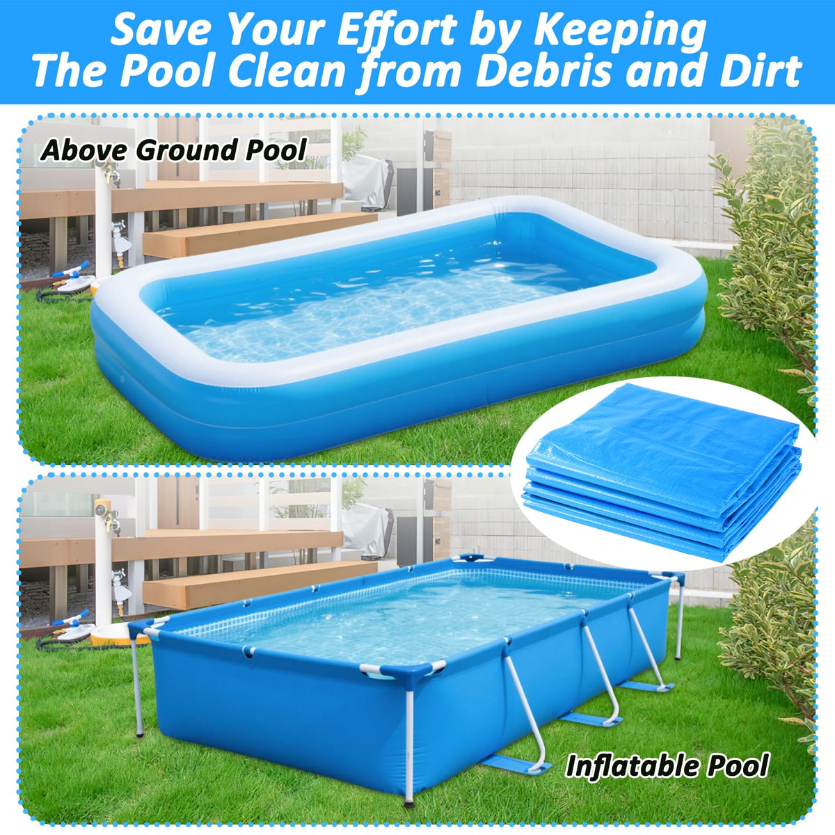 YEXEXINM solar heating effect shows warming water under sun on above ground pool