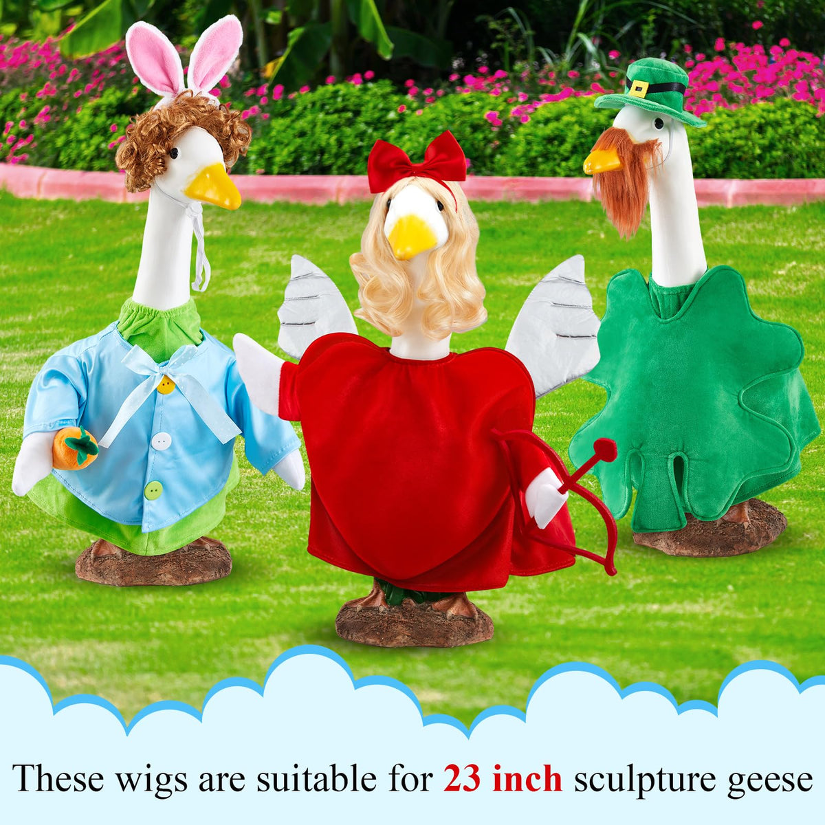 Yeyeplum Easter goose outfit with bunny ears for garden charm