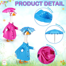 Durable polyester and plastic cloth blend protects goose statues from sun and rain