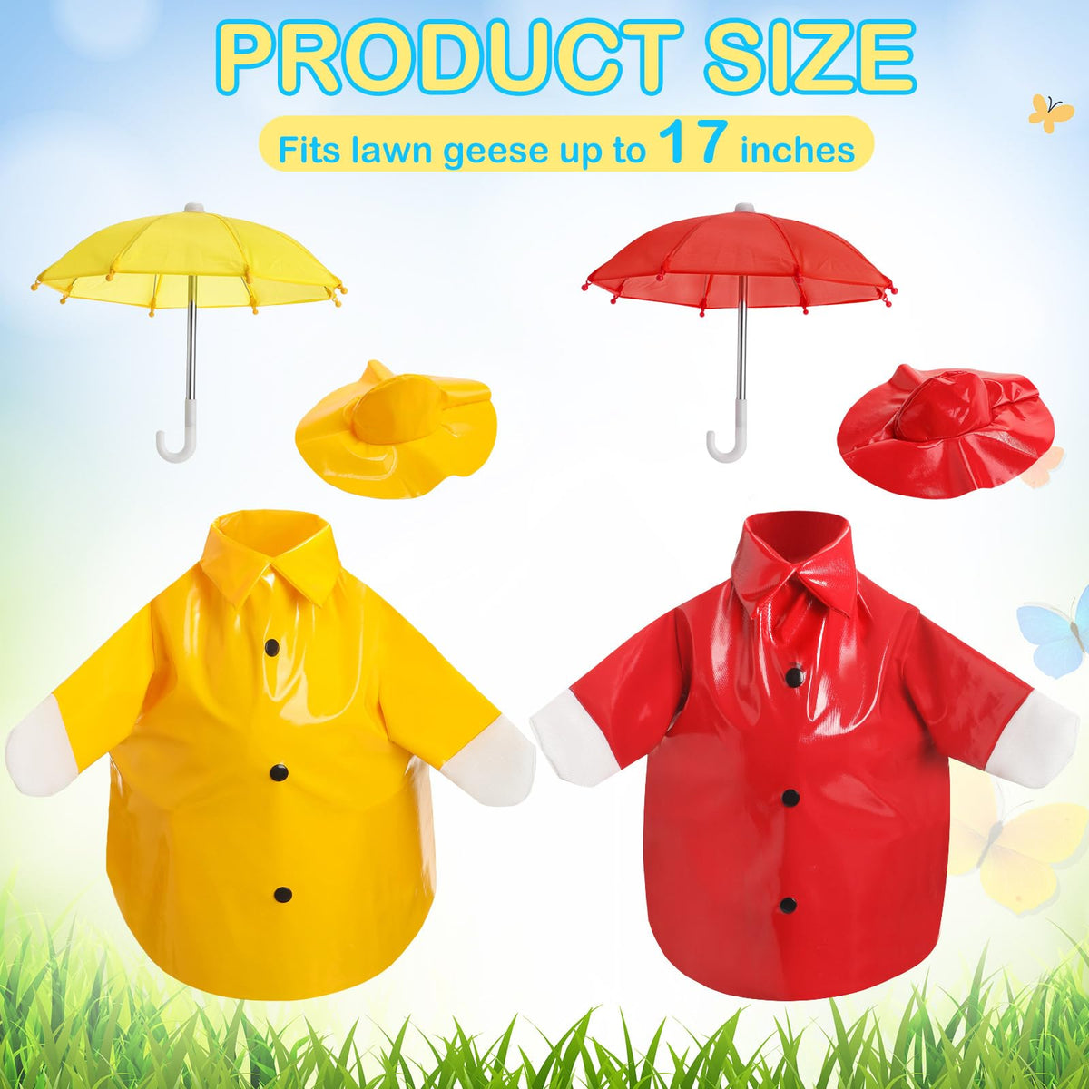 Yeyeplum yellow goose outfit with raincoat and umbrella for outdoor color pop