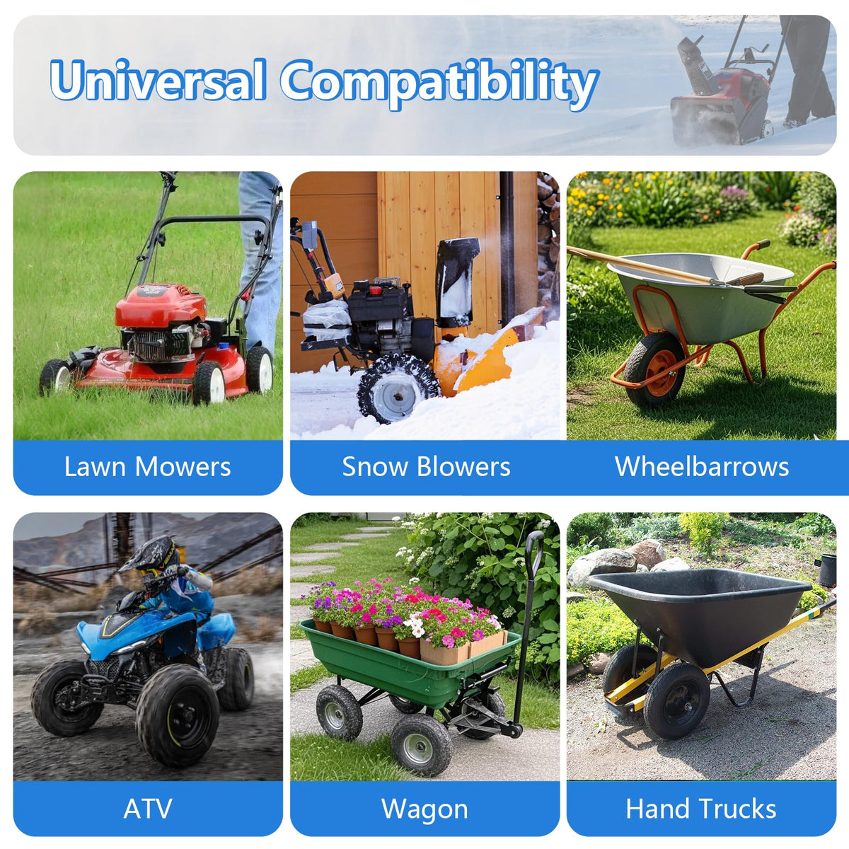 YeYouC compatible with wheelbarrows, lawn mowers, and yard equipment.
