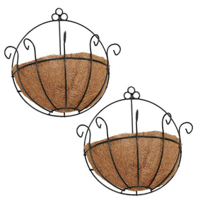 YGbridge metal half-round wall planters with coco liner for balcony flowers.