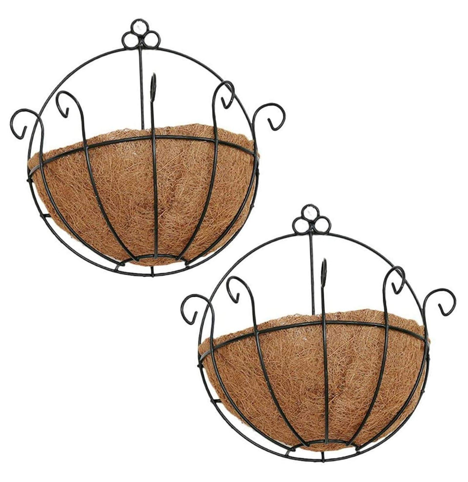YGbridge metal half-round wall planters with coco liner for balcony flowers.