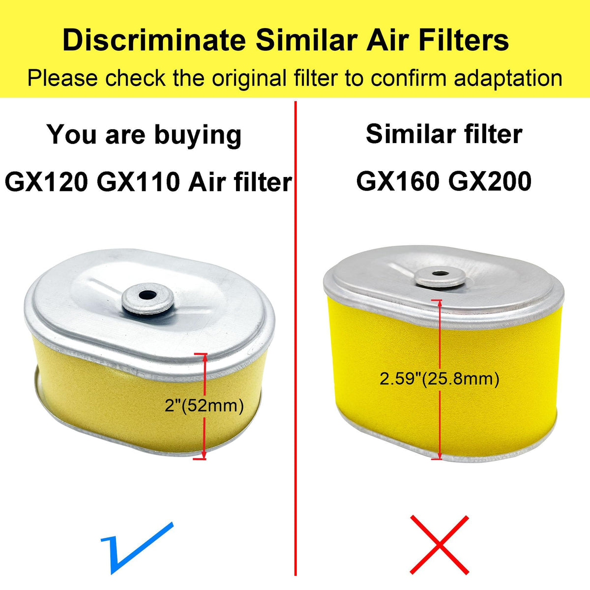 YGQ AFZE08 compatibility chart visual for Honda GX and Deere greens mowers.