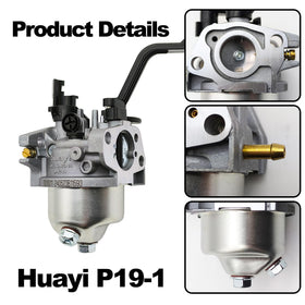 YGQ Huayi P19-1 carburetor kit top view shows 24mm intake and 43mm mounting