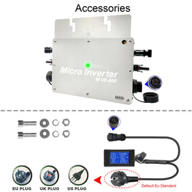 Y&H micro inverter display panel showing real-time AC data.