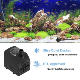 Versatile use in aquariums, fountains, hydroponics, ponds, and statuary setups.