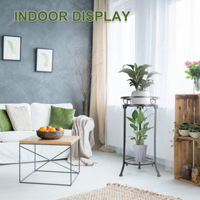 YHIJURS plant stand in outdoor indoor black enhances decor while supporting pots.