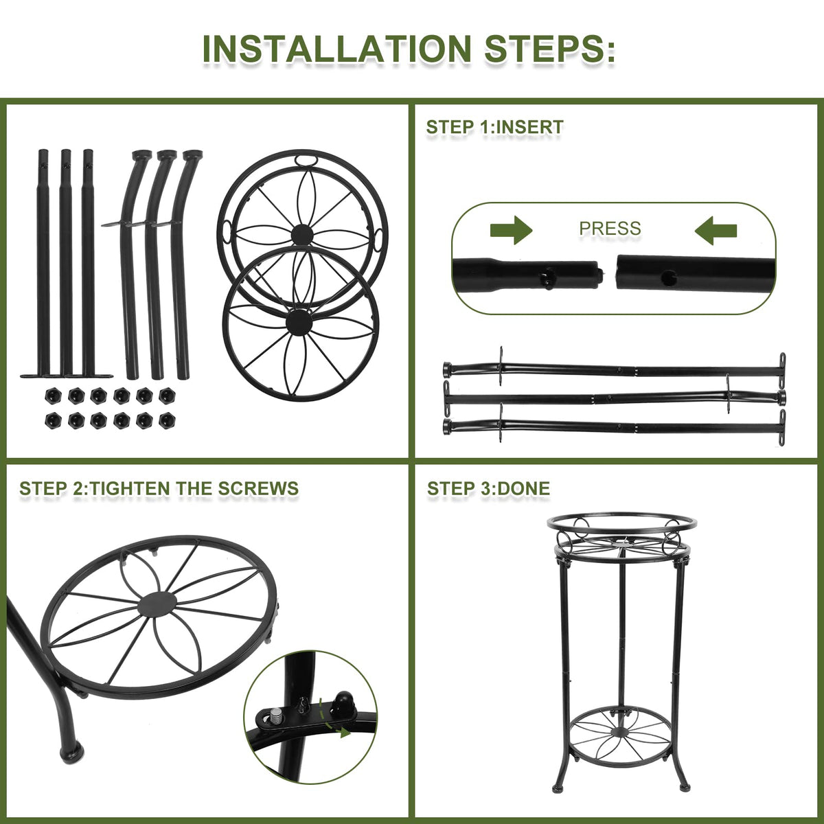 YHIJURS rustproof plant holder rack withstands indoor and outdoor environments.