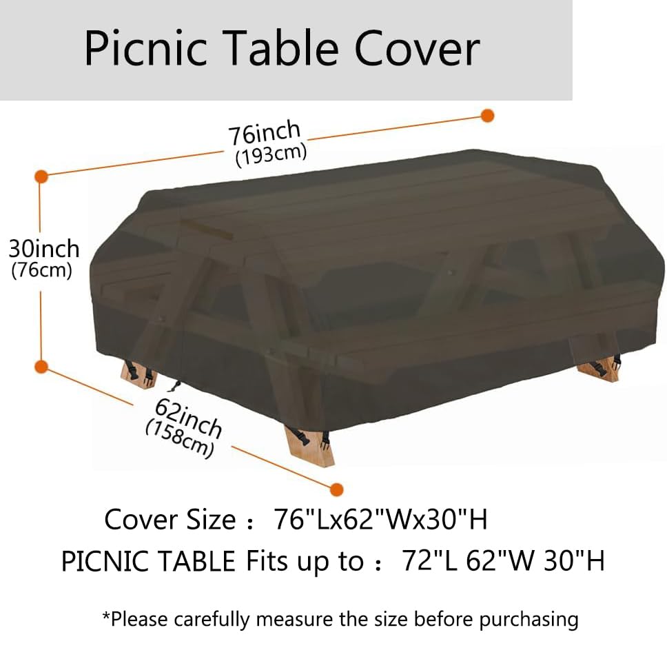 YHINGG 600D Oxford fabric provides durable, weatherproof protection for outdoor tables