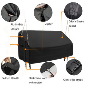 YHINGG porch swing cover, elastic hem cord close-up, snug seal