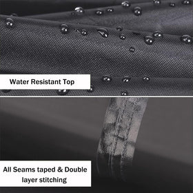 Elastic hem with toggle creates a windproof seal on the rototiller cover.